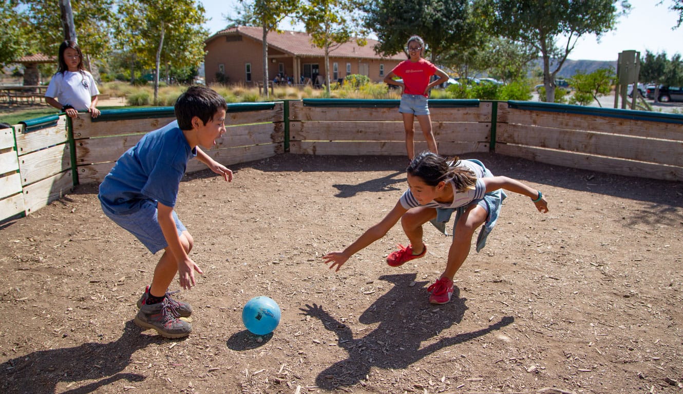 Kids playing gaga outdoors at Irvine Ranch