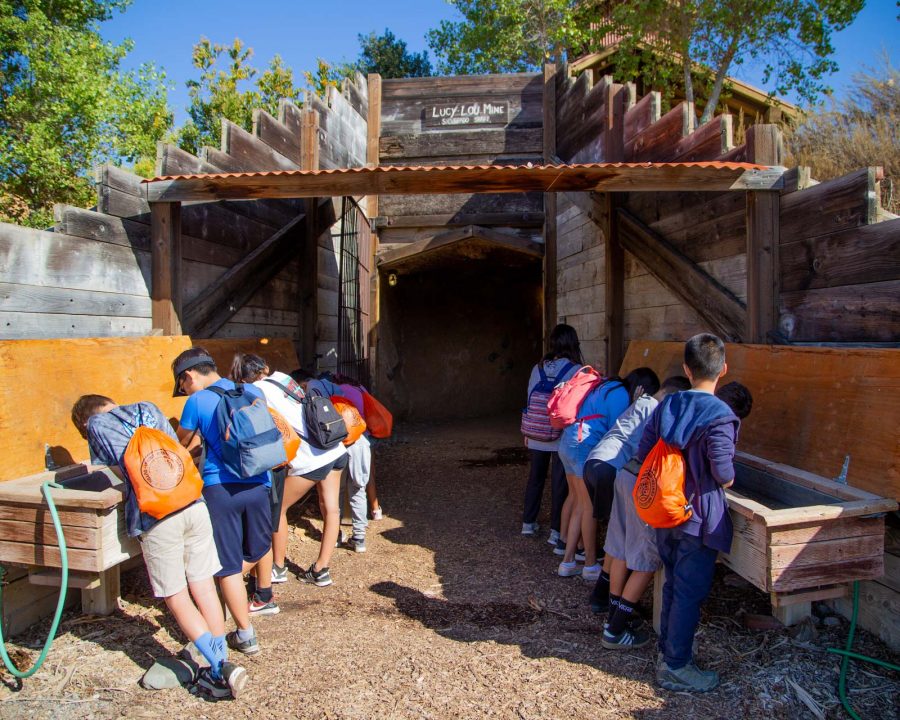 Campers at the Replica Coal Mine sifting pans