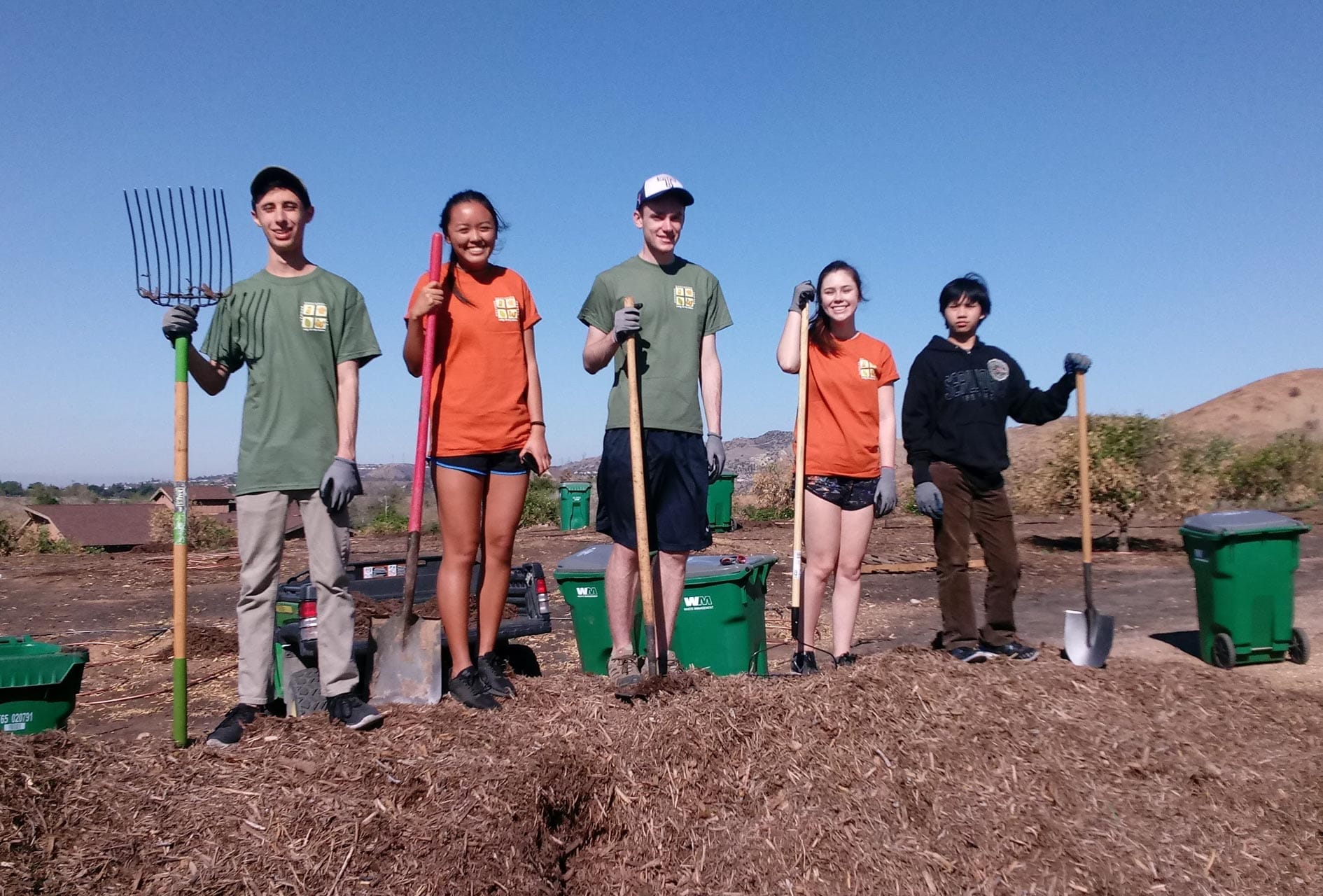 Teens at service day gardening