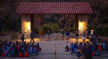 Staff leading an event in the amphitheater at Irvine Ranch